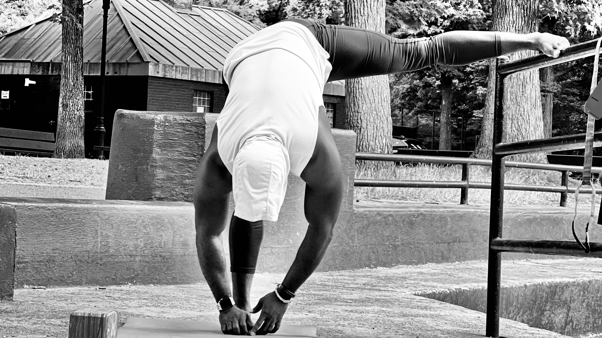 Nickolas Thomas performing mobility work